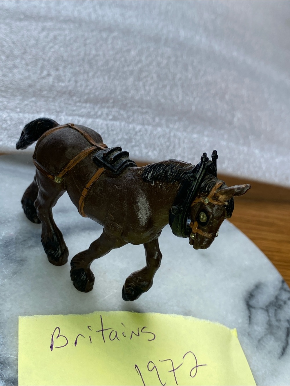 Vintage 1972 Britains Ltd. Clydesdale Cart / Shire Horse #2104 W/Blk Yoke Collar